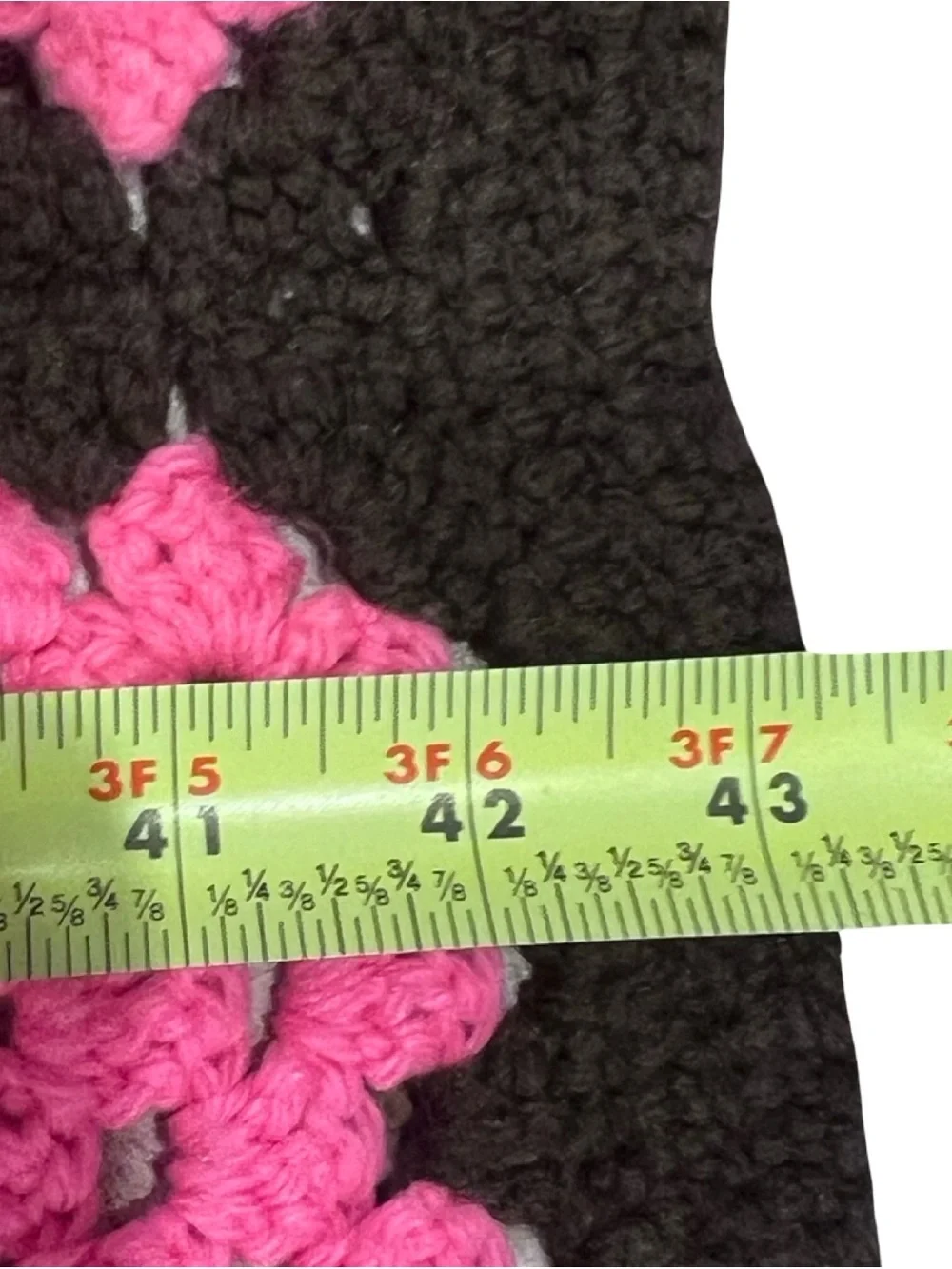 Y2K Nursery Pink Brown Granny Square Crochet Afghan Blanket Handmade Retro
